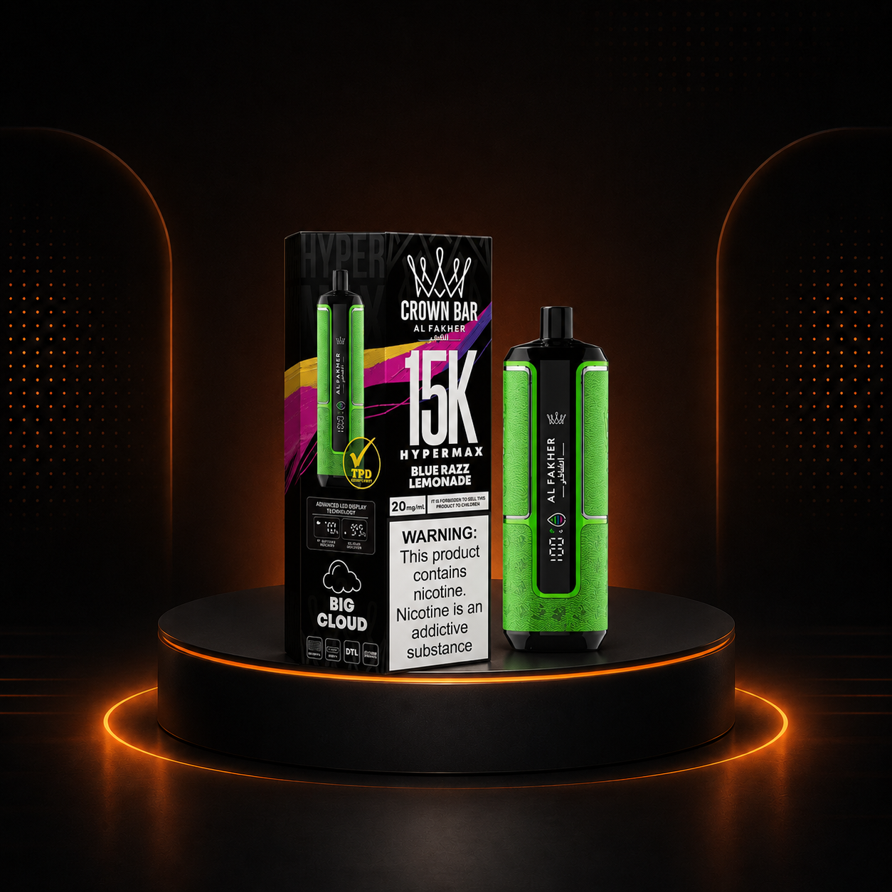 Al Fakher Crown Bar HyperMax 15K Blue Razz Lemonade Dampfer